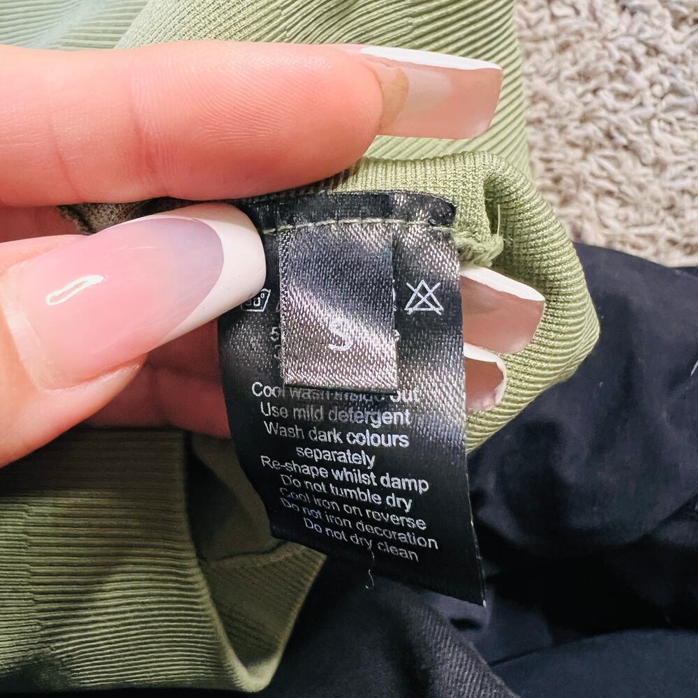 Women's High-Waist Olive Green Leggings - Picture 4 of 4